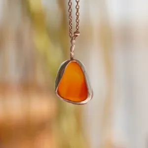 Orange Sea Glass Pendant