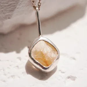 Raw Golden Rutilated Quartz Pendant